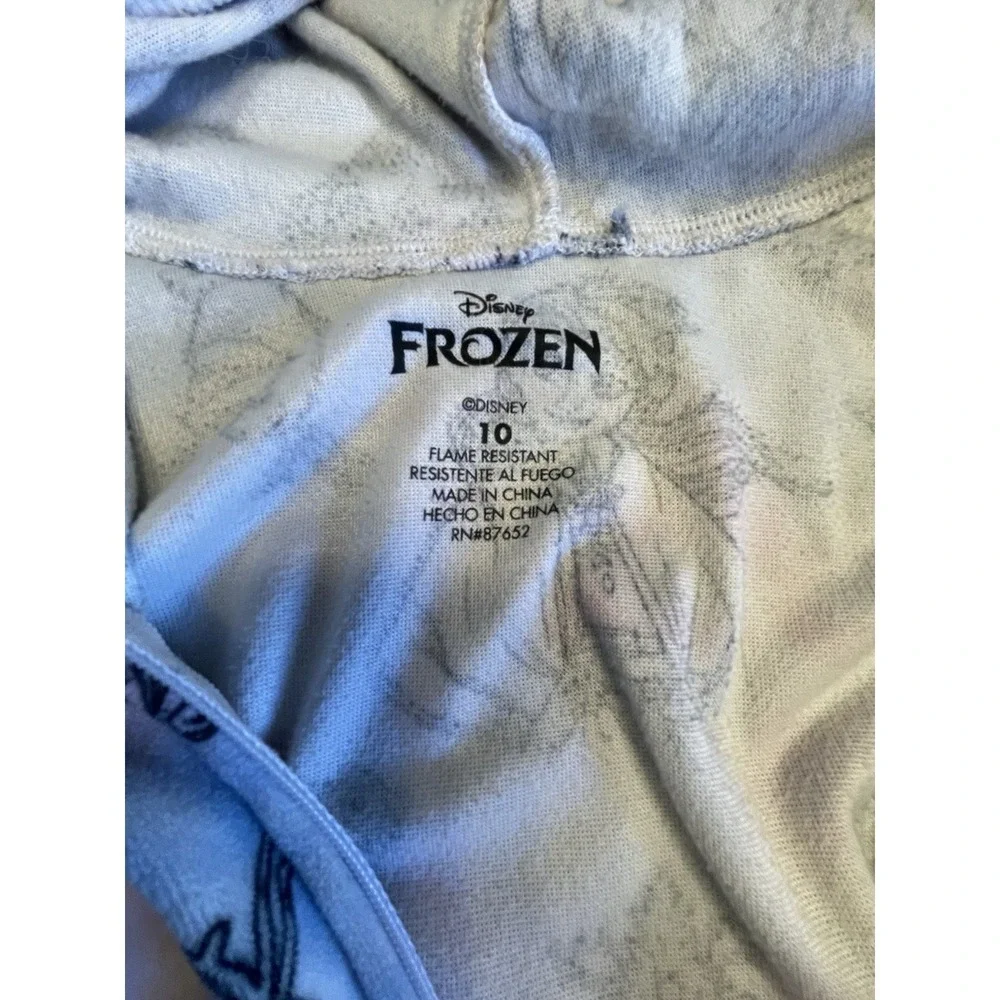 Disney Frozen Size 10 One Piece Zip Up Pajamas With Hood - Picture 2 of 3